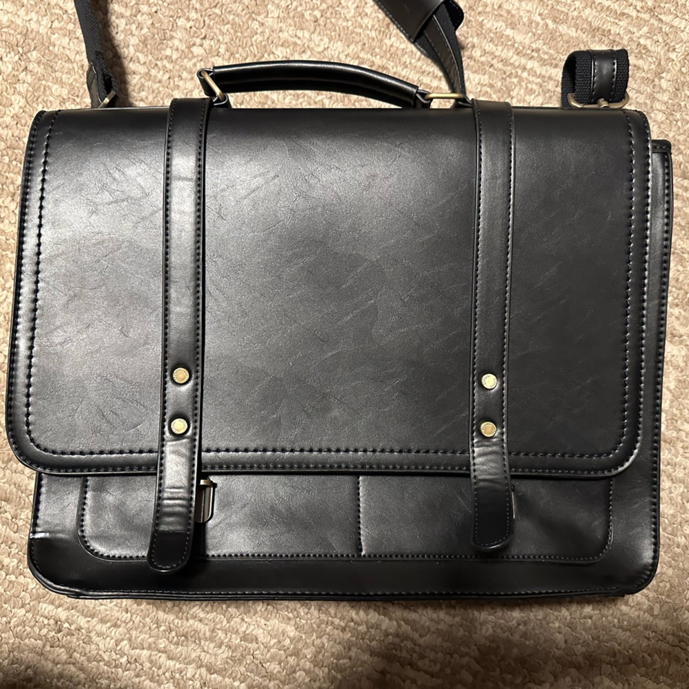 Ecosusi Vegan Leather Briefcase Padded Laptop  Shoulder Backpack Messenger Bag